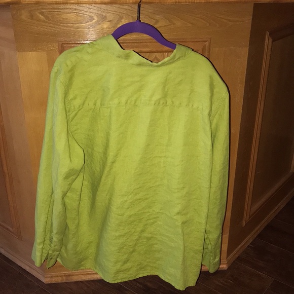Women’s Sutton Studio Green 100%Linen Long Sleeve Button Shirt - Size 2X - Picture 2 of 5